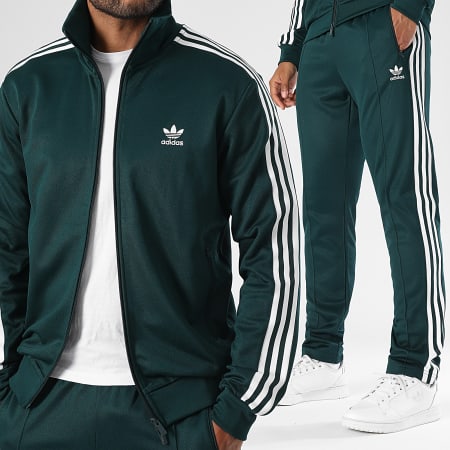 Adidas Originals - Ensemble De Survetement A Bandes Classic JY1280 JY1275 Vert Bouteille Foncé